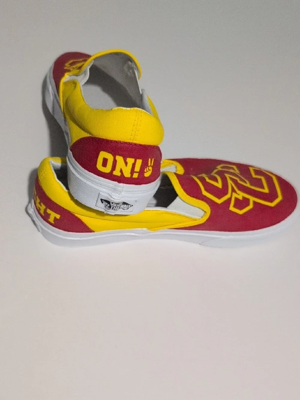 Vans Classic Graphic Slip-On Sneakers Maroon Yellow Unisex Size